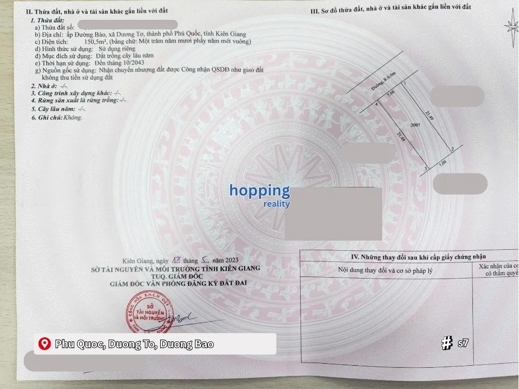 푸꾸옥 바다 근처의 아름다운 토지 – 레드북 보유, 2.5억동